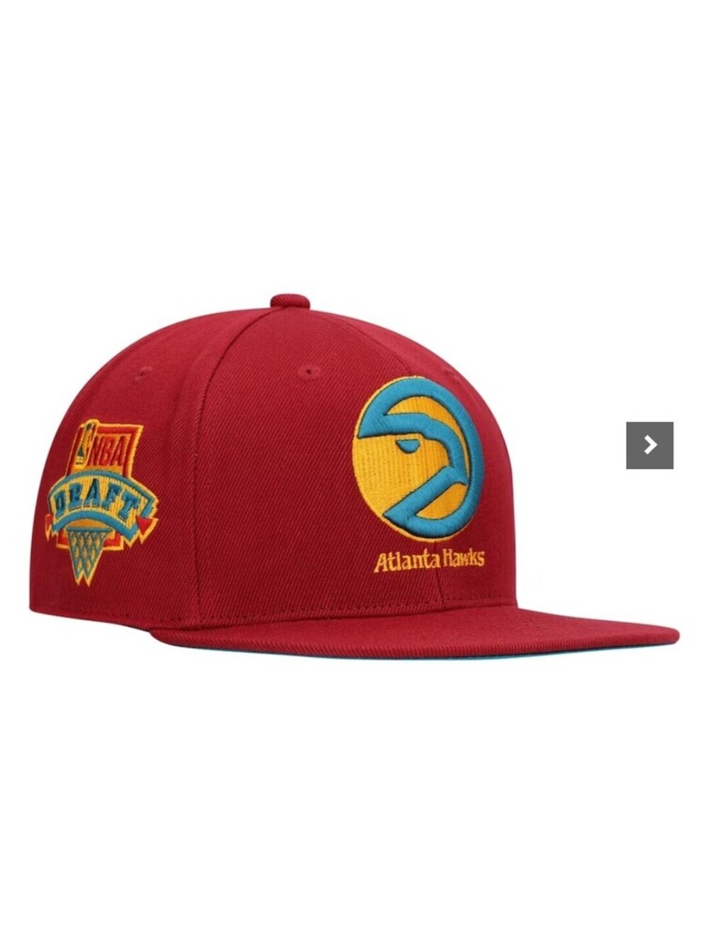 Atlanta Hawks Red Fitted Hat Mitchell & Ness NBA Draft Northern Lights Sz 7 1/8